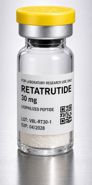 RETATRUTIDE metabolic signaling research 30 mg lyophilized peptide vial for laboratory use.